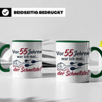 Tasse 55. Geburtstag Mann Geschenk lustig, Spruch "Vor 55 Ja – Grün [farbe:grün]