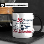 Tasse 55. Geburtstag Mann Geschenk lustig, Spruch "Vor 55 Ja – Schwarz [farbe:schwarz]