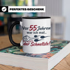 Tasse 55. Geburtstag Mann Geschenk lustig, Spruch "Vor 55 Ja – Schwarz [farbe:schwarz]