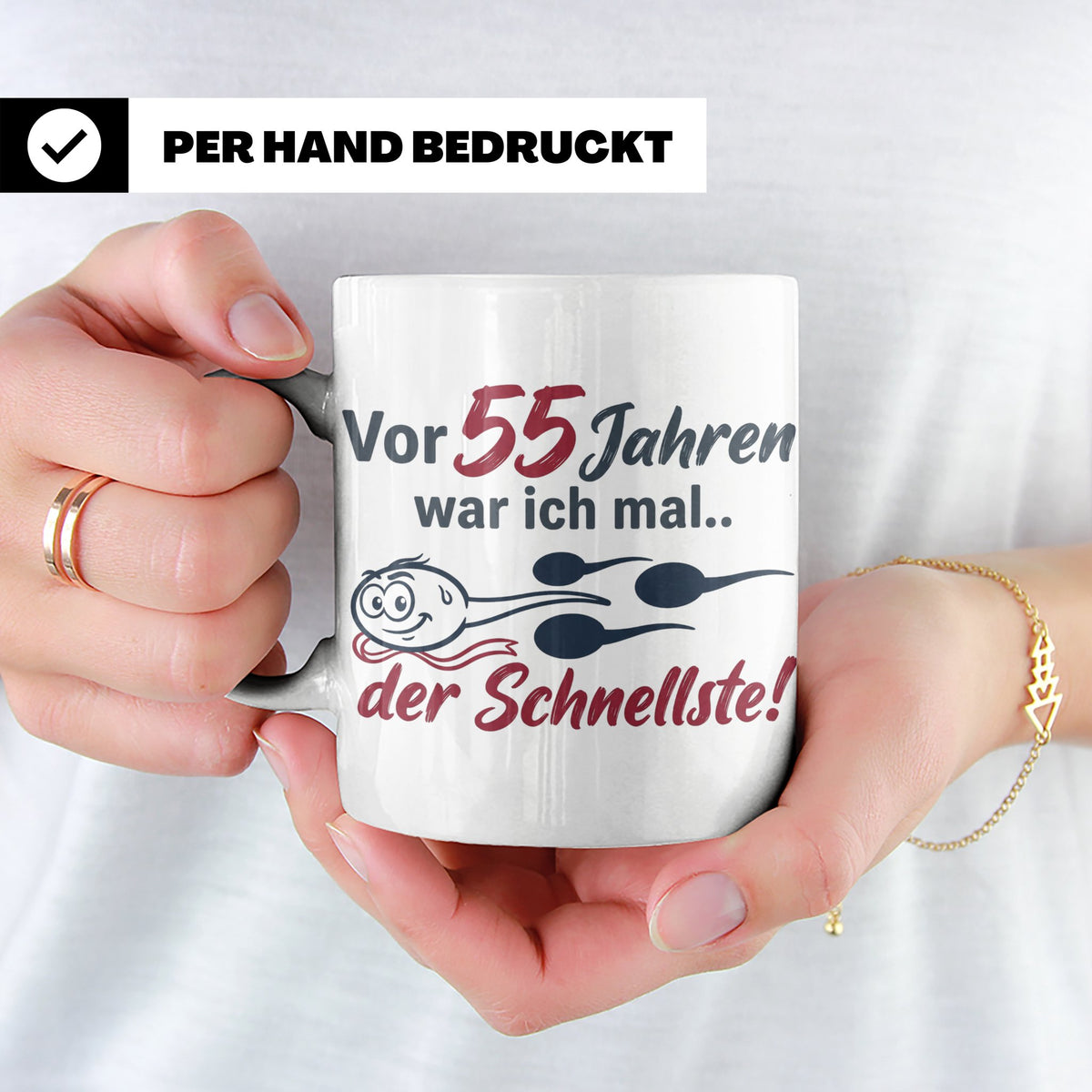 Tasse 55. Geburtstag Mann Geschenk lustig, Spruch "Vor 55 Ja – Weiß [farbe:weiß]