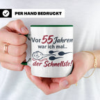 Tasse 55. Geburtstag Mann Geschenk lustig, Spruch "Vor 55 Ja – Grün [farbe:grün]