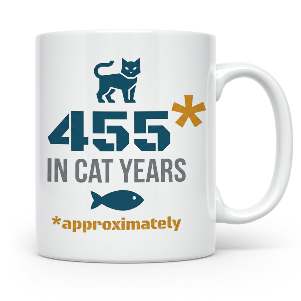 65. Geburtstag Tasse in Katzenjahren, lustiges Geschenk für  – Weiß [farbe:weiß]