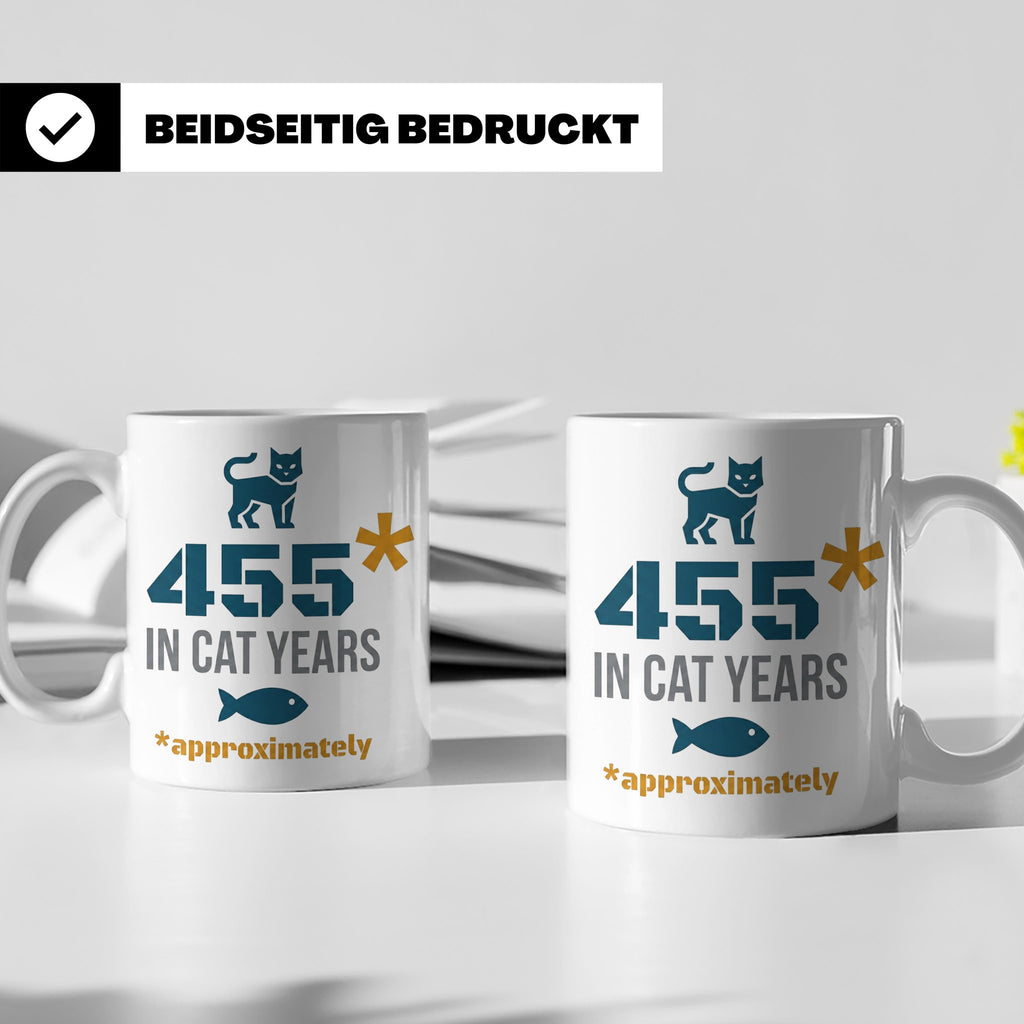 65. Geburtstag Tasse in Katzenjahren, lustiges Geschenk für  – Weiß [farbe:weiß]