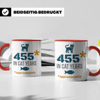 65. Geburtstag Tasse in Katzenjahren, lustiges Geschenk für  – Rot [farbe:rot]