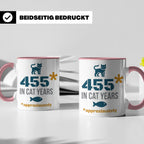 65. Geburtstag Tasse in Katzenjahren, lustiges Geschenk für  – Rosa [farbe:rosa]