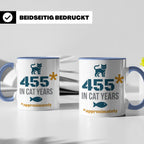 65. Geburtstag Tasse in Katzenjahren, lustiges Geschenk für  – Blau [farbe:blau]