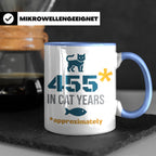 65. Geburtstag Tasse in Katzenjahren, lustiges Geschenk für  – Blau [farbe:blau]