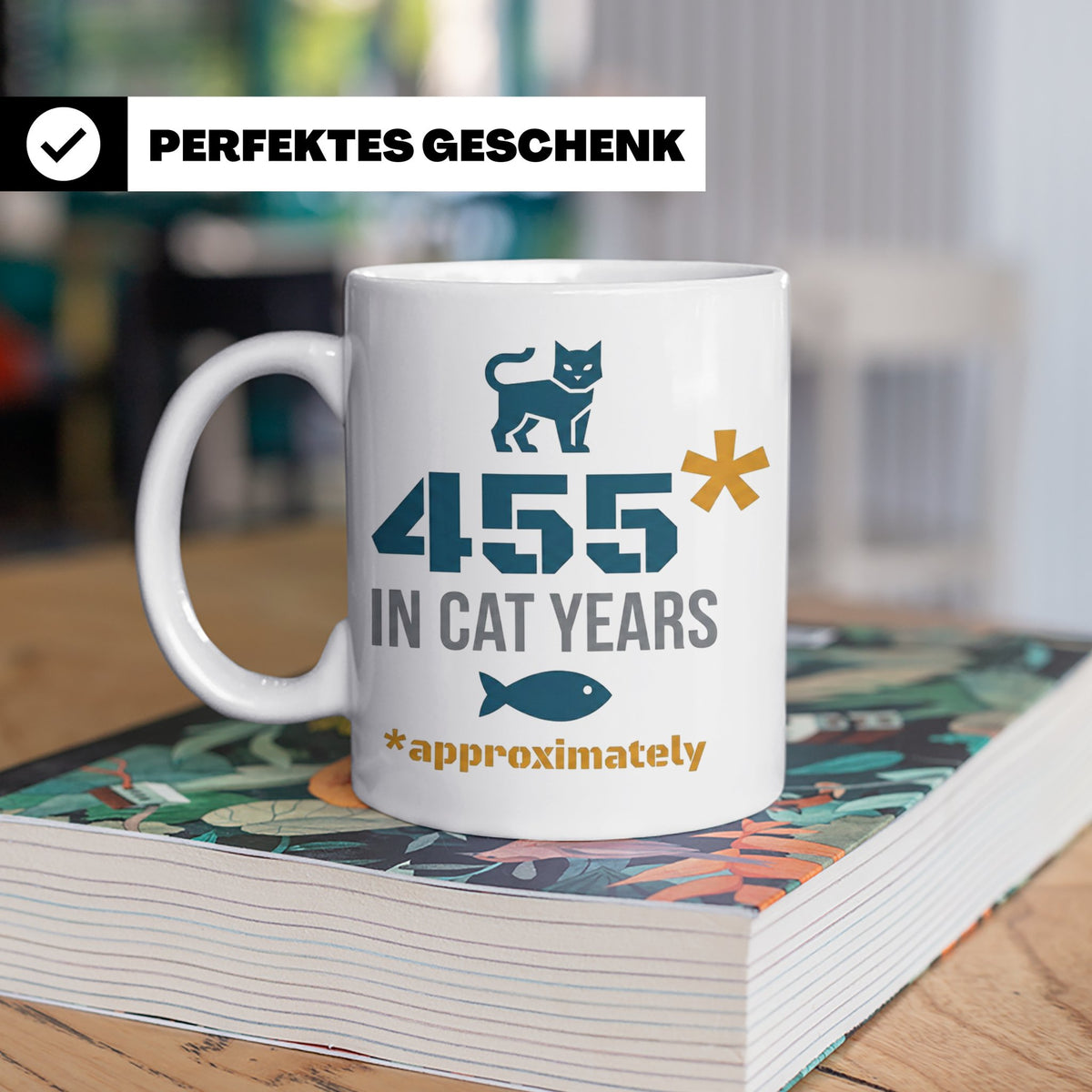 65. Geburtstag Tasse in Katzenjahren, lustiges Geschenk für  – Weiß [farbe:weiß]