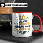 60. Geburtstag Tasse Spruch 60 ist nicht so schlimm Geschenk – Rot [farbe:rot]