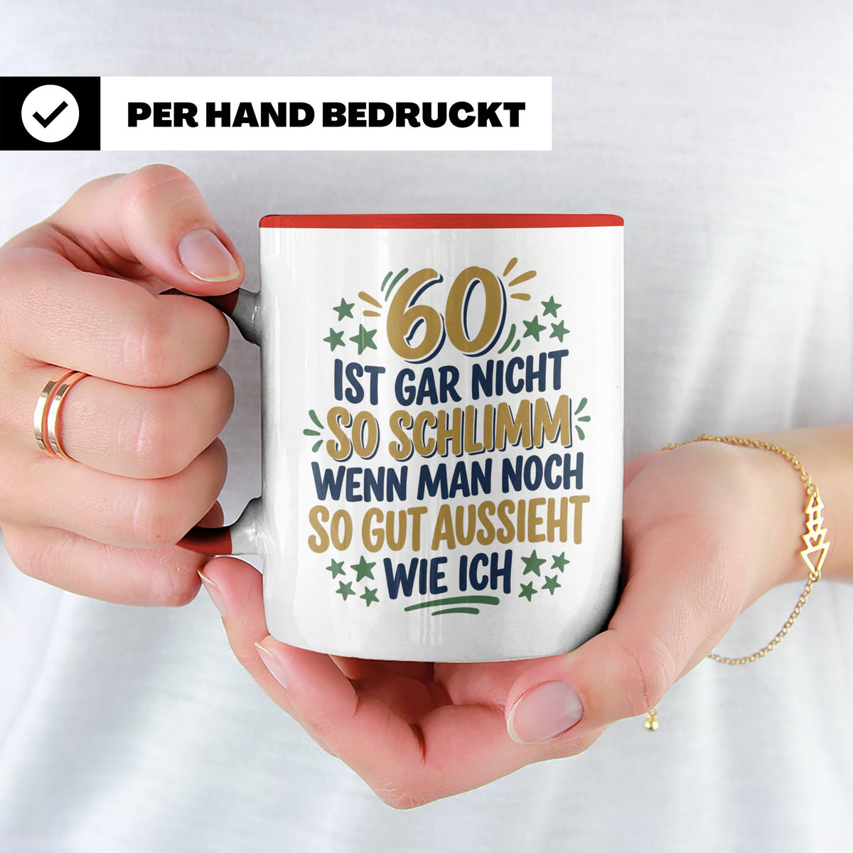 60. Geburtstag Tasse Spruch 60 ist nicht so schlimm Geschenk – Rot [farbe:rot]