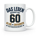60. Geburtstag Tasse Das Leben beginnt mit 60 Geschenk für M – Weiß [farbe:weiß]
