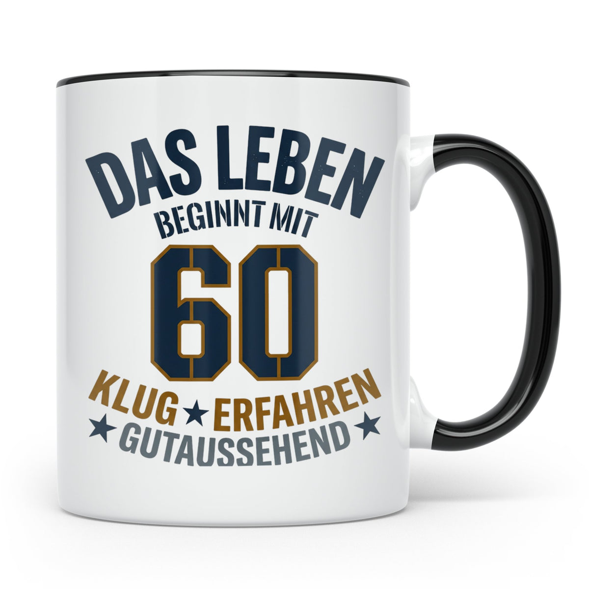 60. Geburtstag Tasse Das Leben beginnt mit 60 Geschenk für M – Schwarz [farbe:schwarz]
