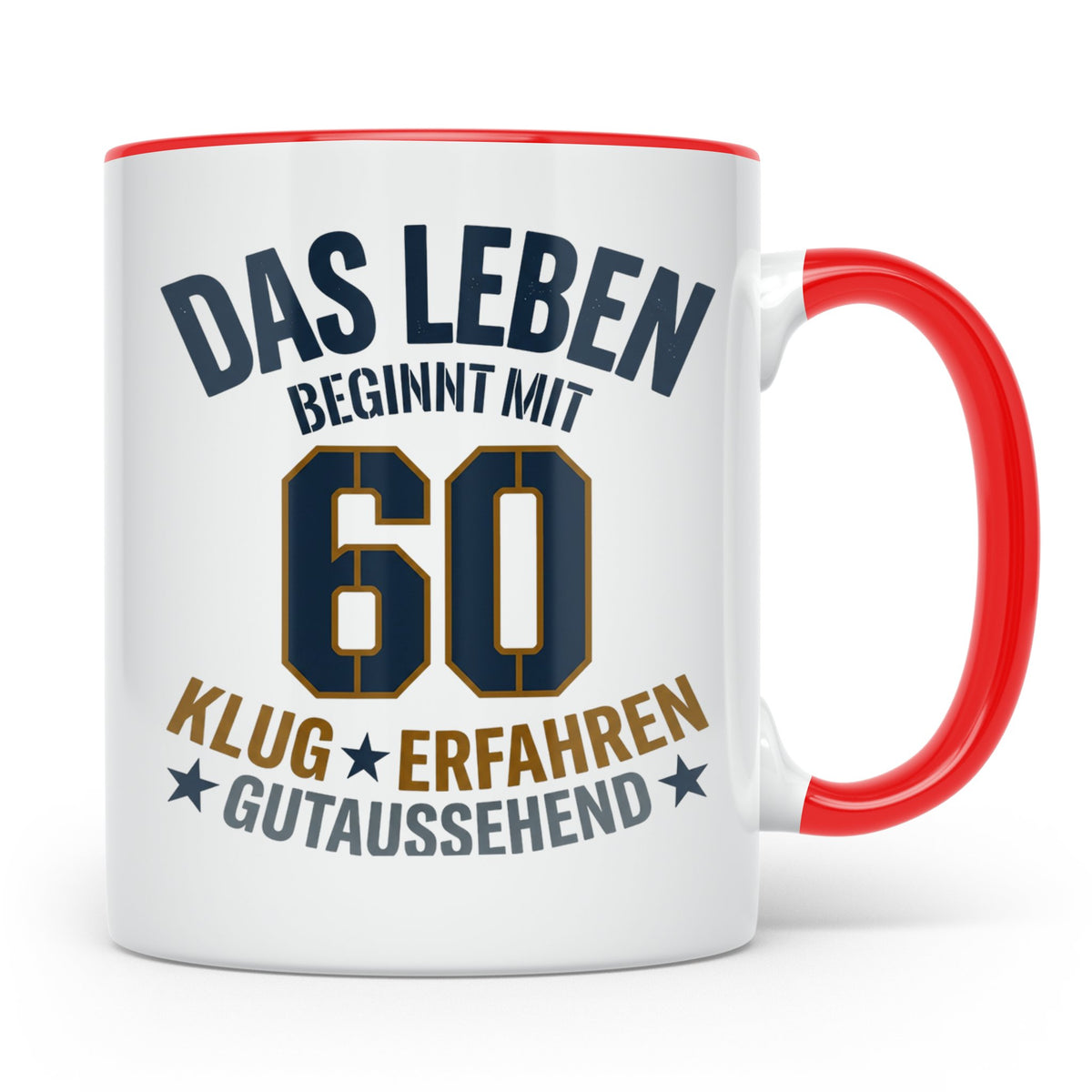 60. Geburtstag Tasse Das Leben beginnt mit 60 Geschenk für M – Rot [farbe:rot]