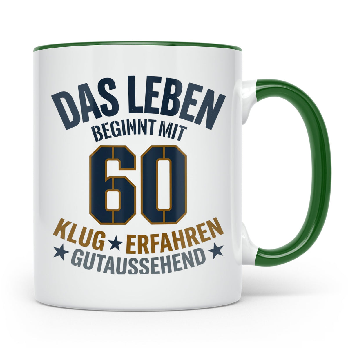60. Geburtstag Tasse Das Leben beginnt mit 60 Geschenk für M – Grün [farbe:grün]