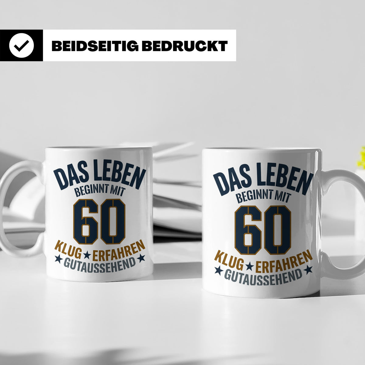 60. Geburtstag Tasse Das Leben beginnt mit 60 Geschenk für M – Weiß [farbe:weiß]