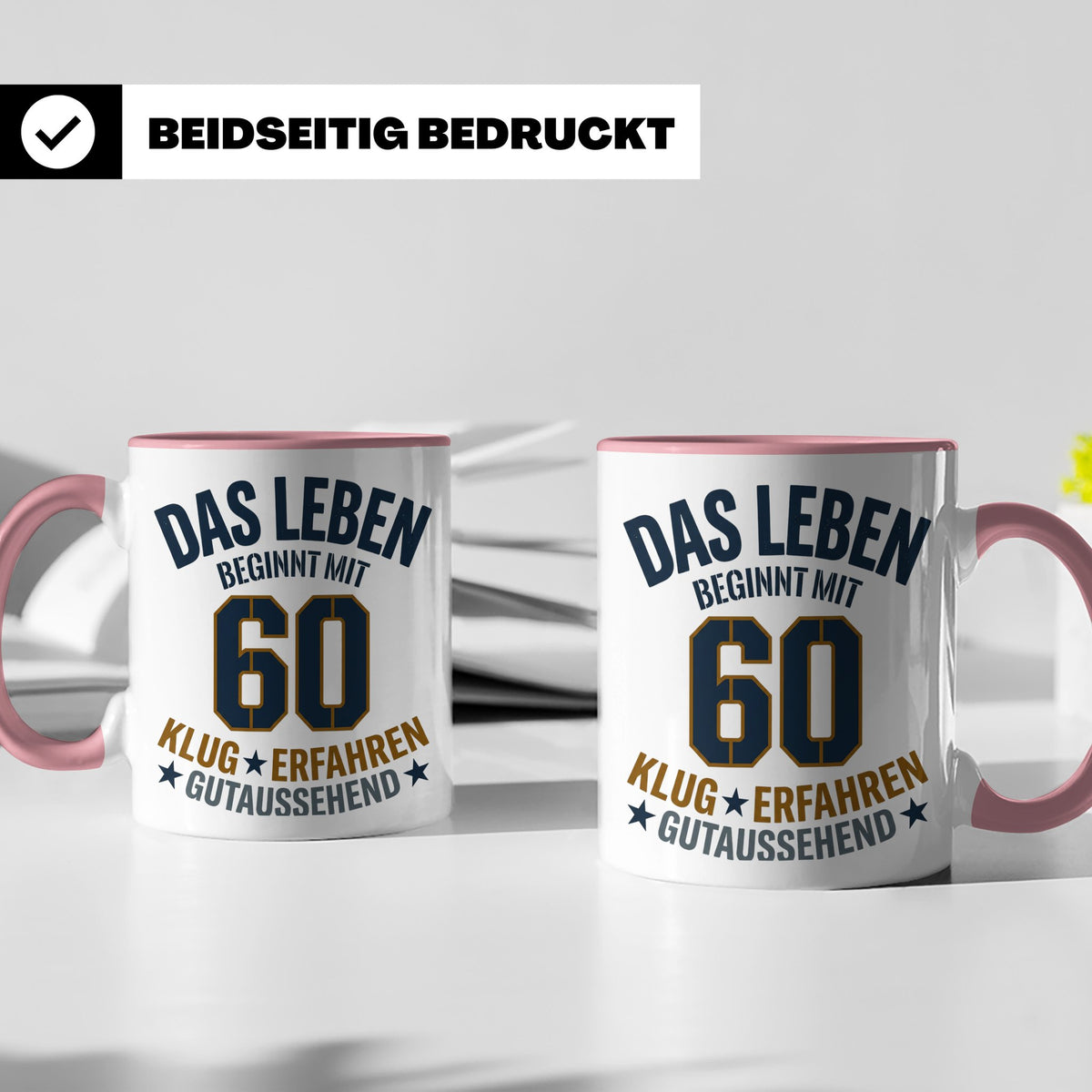 60. Geburtstag Tasse Das Leben beginnt mit 60 Geschenk für M – Rosa [farbe:rosa]
