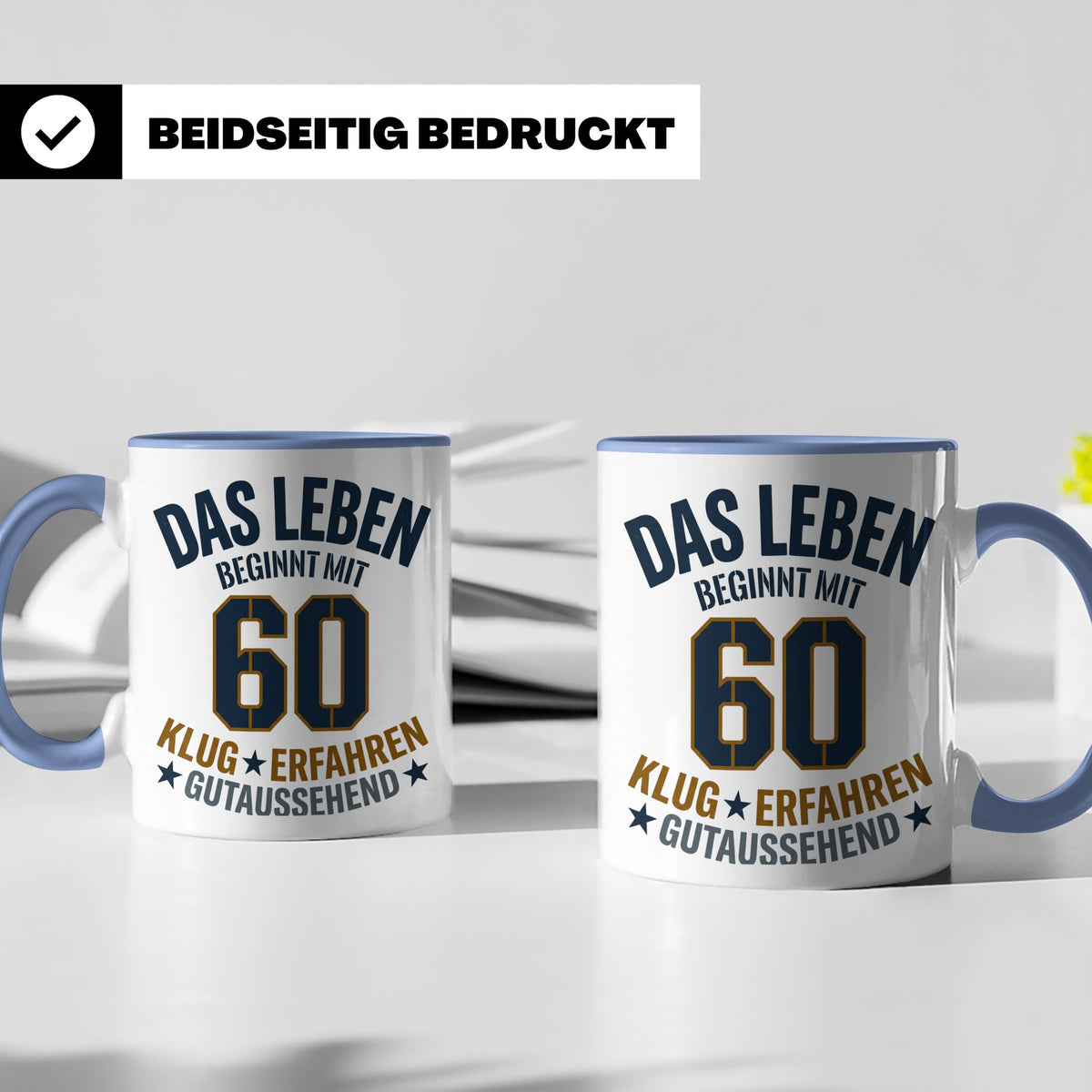 60. Geburtstag Tasse Das Leben beginnt mit 60 Geschenk für M – Blau [farbe:blau]