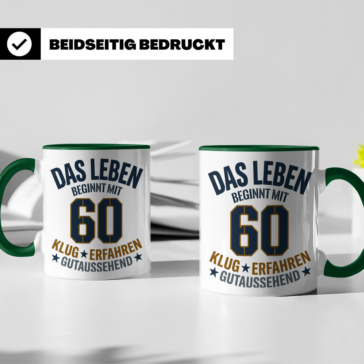60. Geburtstag Tasse Das Leben beginnt mit 60 Geschenk für M – Grün [farbe:grün]