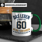 60. Geburtstag Tasse Das Leben beginnt mit 60 Geschenk für M – Grün [farbe:grün]