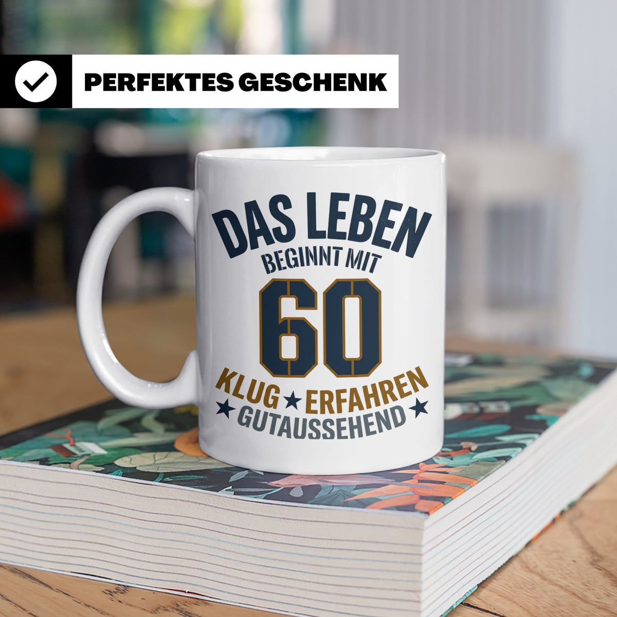 60. Geburtstag Tasse Das Leben beginnt mit 60 Geschenk für M – Weiß [farbe:weiß]