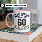 60. Geburtstag Tasse Das Leben beginnt mit 60 Geschenk für M – Rosa [farbe:rosa]
