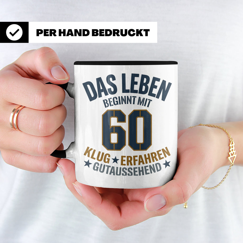 60. Geburtstag Tasse Das Leben beginnt mit 60 Geschenk für M – Schwarz [farbe:schwarz]