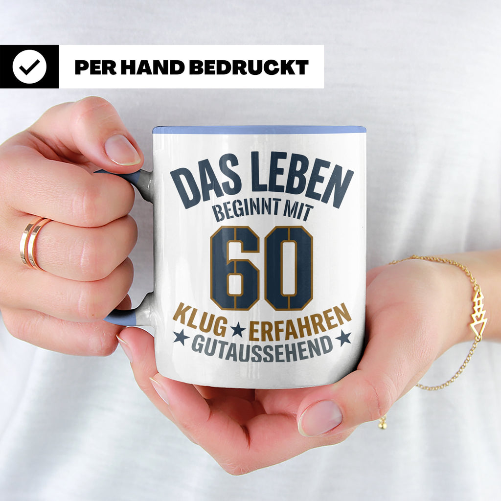 60. Geburtstag Tasse Das Leben beginnt mit 60 Geschenk für M – Blau [farbe:blau]