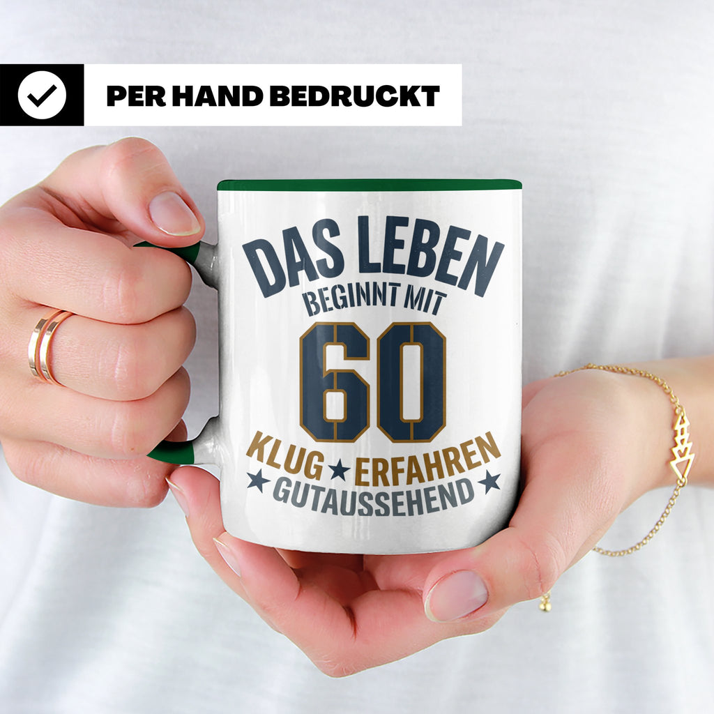 60. Geburtstag Tasse Das Leben beginnt mit 60 Geschenk für M – Grün [farbe:grün]