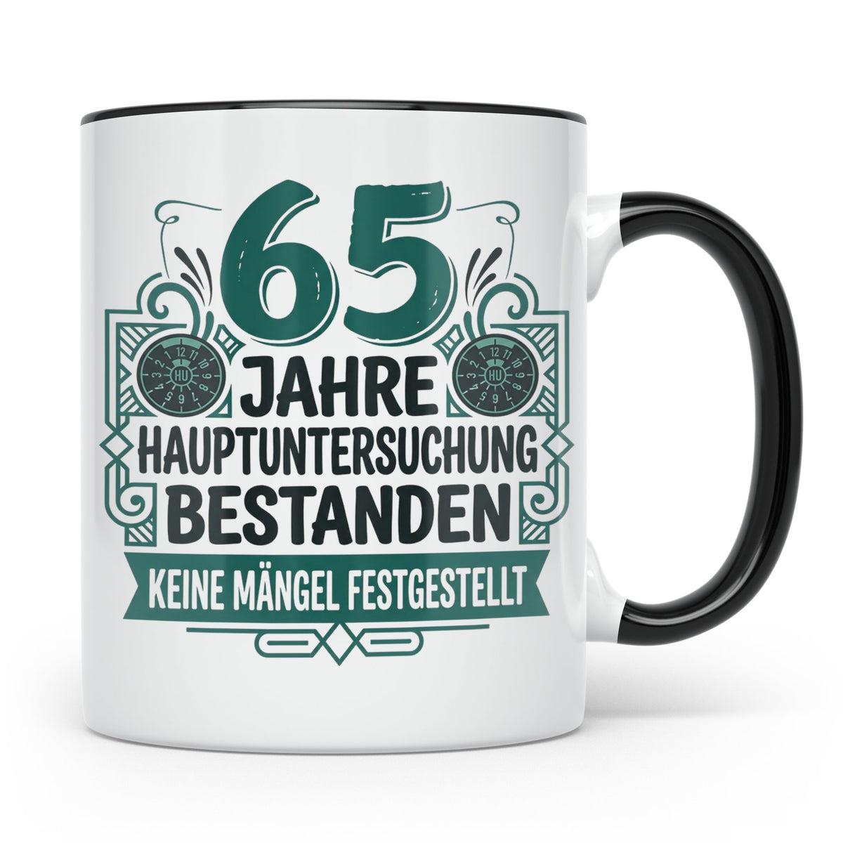 65. Geburtstag Tasse Mann lustig, Hauptuntersuchung bestande – Schwarz [farbe:schwarz]