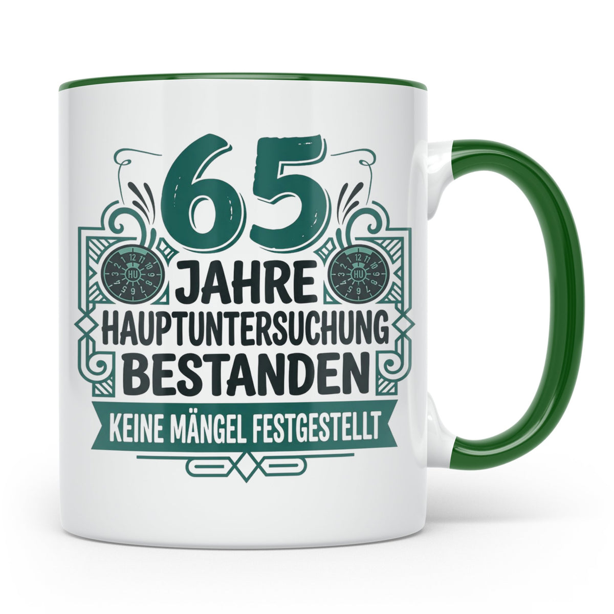 65. Geburtstag Tasse Mann lustig, Hauptuntersuchung bestande – Grün [farbe:grün]
