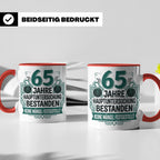 65. Geburtstag Tasse Mann lustig, Hauptuntersuchung bestande – Rot [farbe:rot]