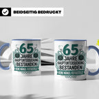 65. Geburtstag Tasse Mann lustig, Hauptuntersuchung bestande – Blau [farbe:blau]