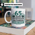 65. Geburtstag Tasse Mann lustig, Hauptuntersuchung bestande – Weiß [farbe:weiß]