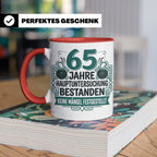 65. Geburtstag Tasse Mann lustig, Hauptuntersuchung bestande – Rot [farbe:rot]