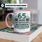 65. Geburtstag Tasse Mann lustig, Hauptuntersuchung bestande – Rosa [farbe:rosa]