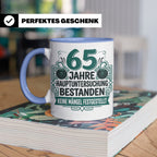 65. Geburtstag Tasse Mann lustig, Hauptuntersuchung bestande – Blau [farbe:blau]