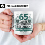 65. Geburtstag Tasse Mann lustig, Hauptuntersuchung bestande – Weiß [farbe:weiß]