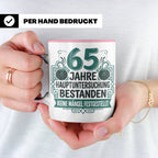 65. Geburtstag Tasse Mann lustig, Hauptuntersuchung bestande – Rosa [farbe:rosa]