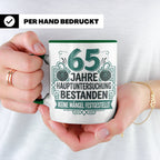 65. Geburtstag Tasse Mann lustig, Hauptuntersuchung bestande – Grün [farbe:grün]