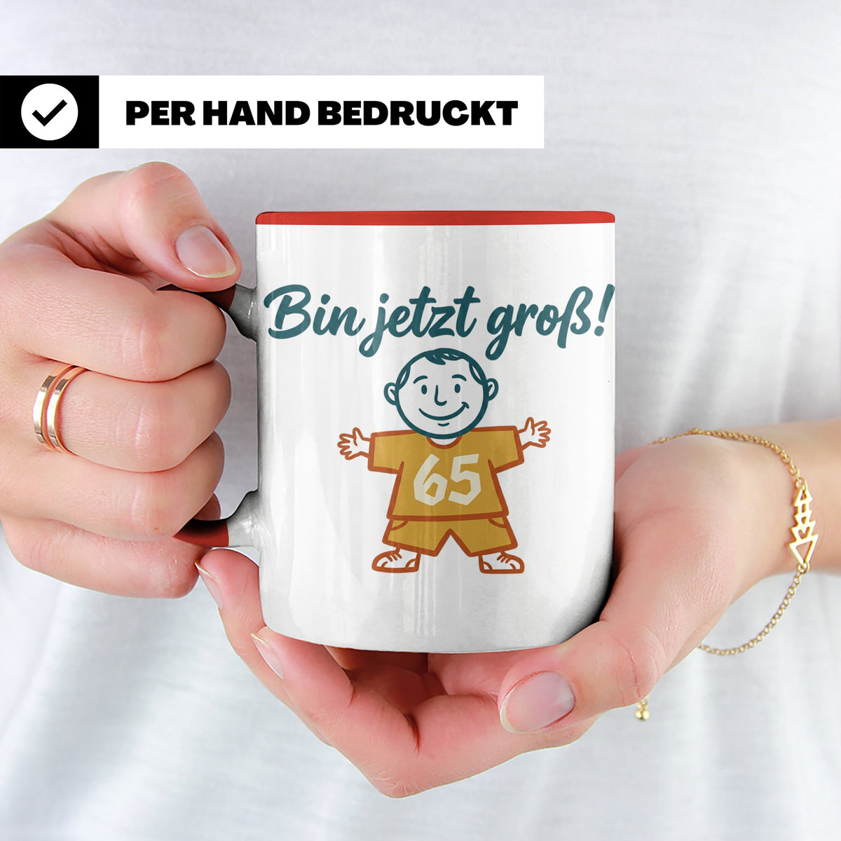 65. Geburtstag Tasse für Mann | Lustiger Spruch Bin jetzt gr – Rot [farbe:rot]
