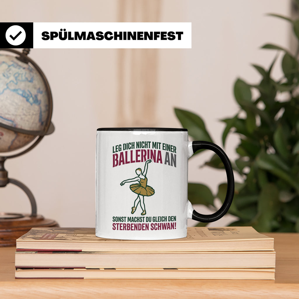Ballerina Tasse Sterbender Schwan lustiger Spruch für Tänzer – Schwarz [farbe:schwarz]