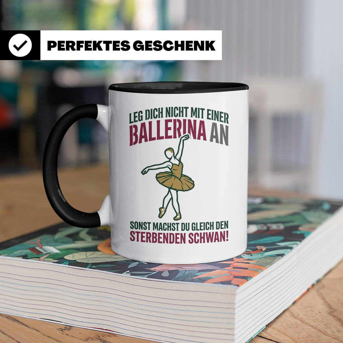 Ballerina Tasse Sterbender Schwan lustiger Spruch für Tänzer – Schwarz [farbe:schwarz]