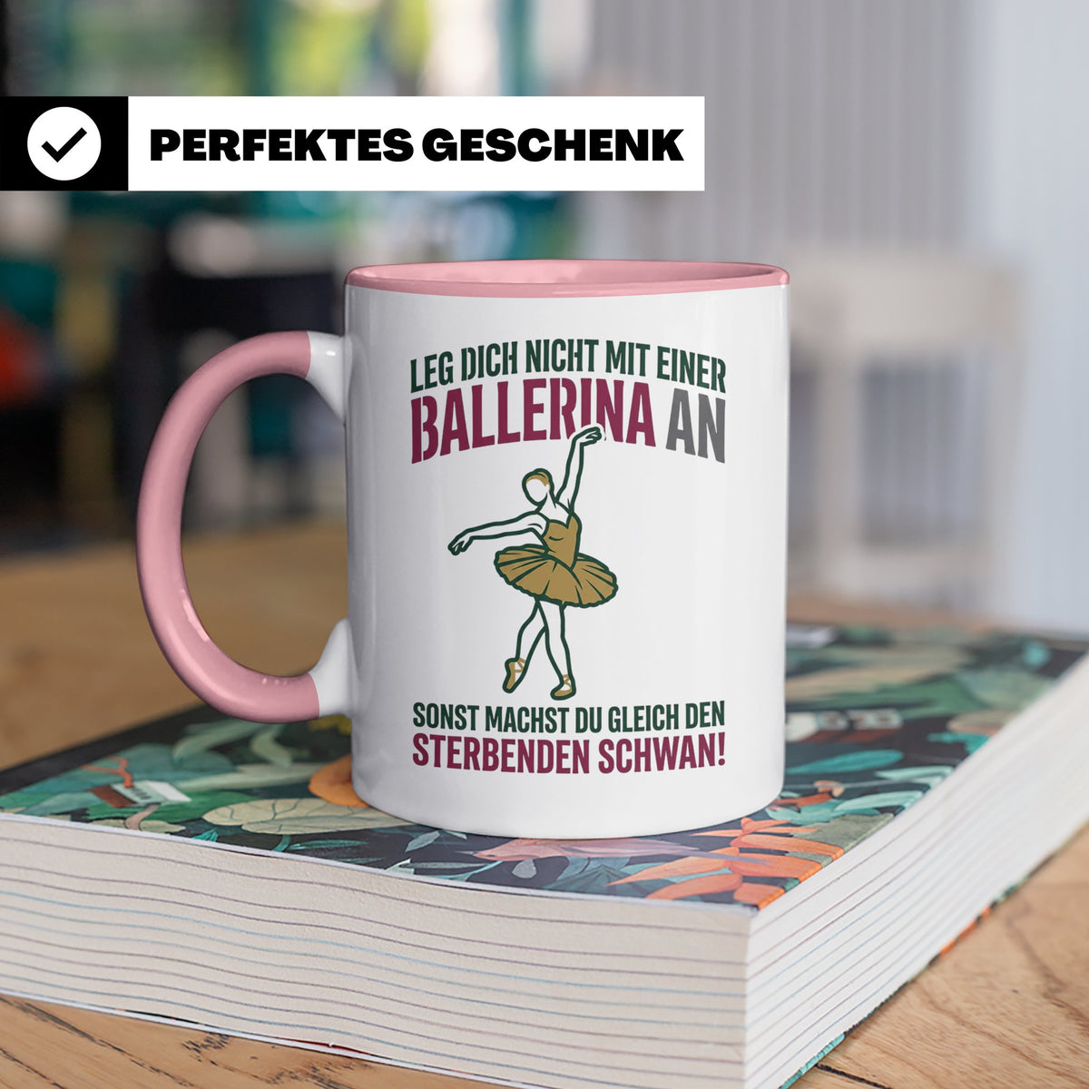 Ballerina Tasse Sterbender Schwan lustiger Spruch für Tänzer – Rosa [farbe:rosa]