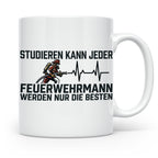 Feuerwehrmann Tasse mit Spruch Nur die Besten | Geschenk für – Weiß [farbe:weiß]