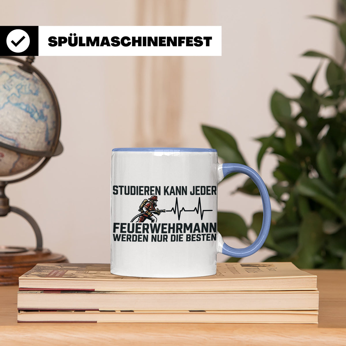 Feuerwehrmann Tasse mit Spruch Nur die Besten | Geschenk für – Blau [farbe:blau]
