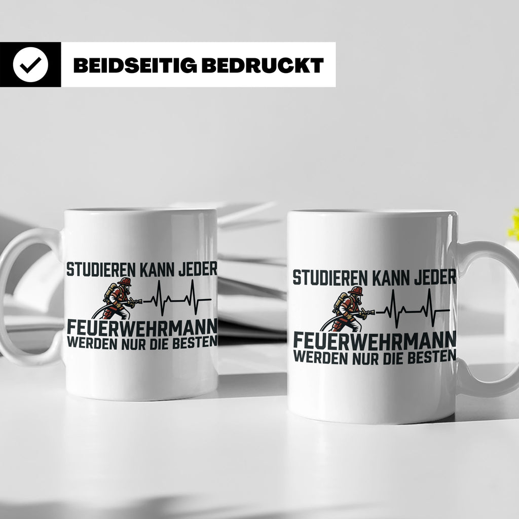 Feuerwehrmann Tasse mit Spruch Nur die Besten | Geschenk für – Weiß [farbe:weiß]