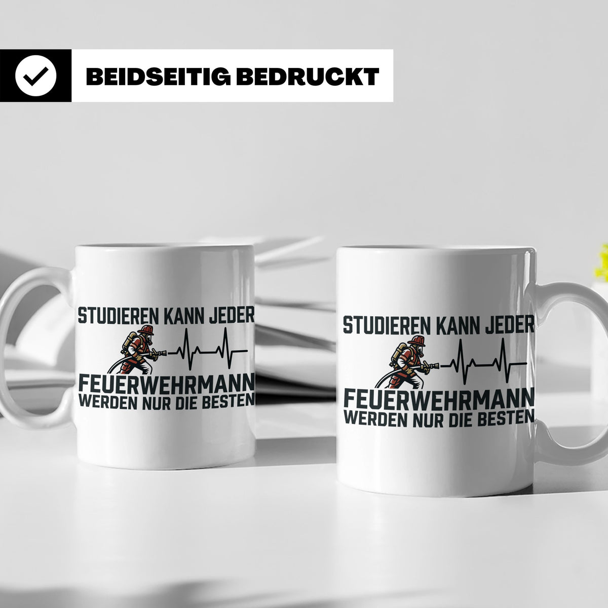 Feuerwehrmann Tasse mit Spruch Nur die Besten | Geschenk für – Weiß [farbe:weiß]