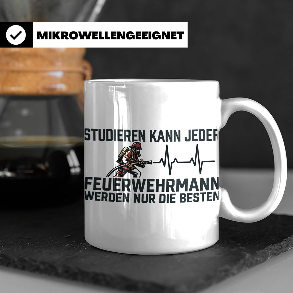 Feuerwehrmann Tasse mit Spruch Nur die Besten | Geschenk für – Weiß [farbe:weiß]