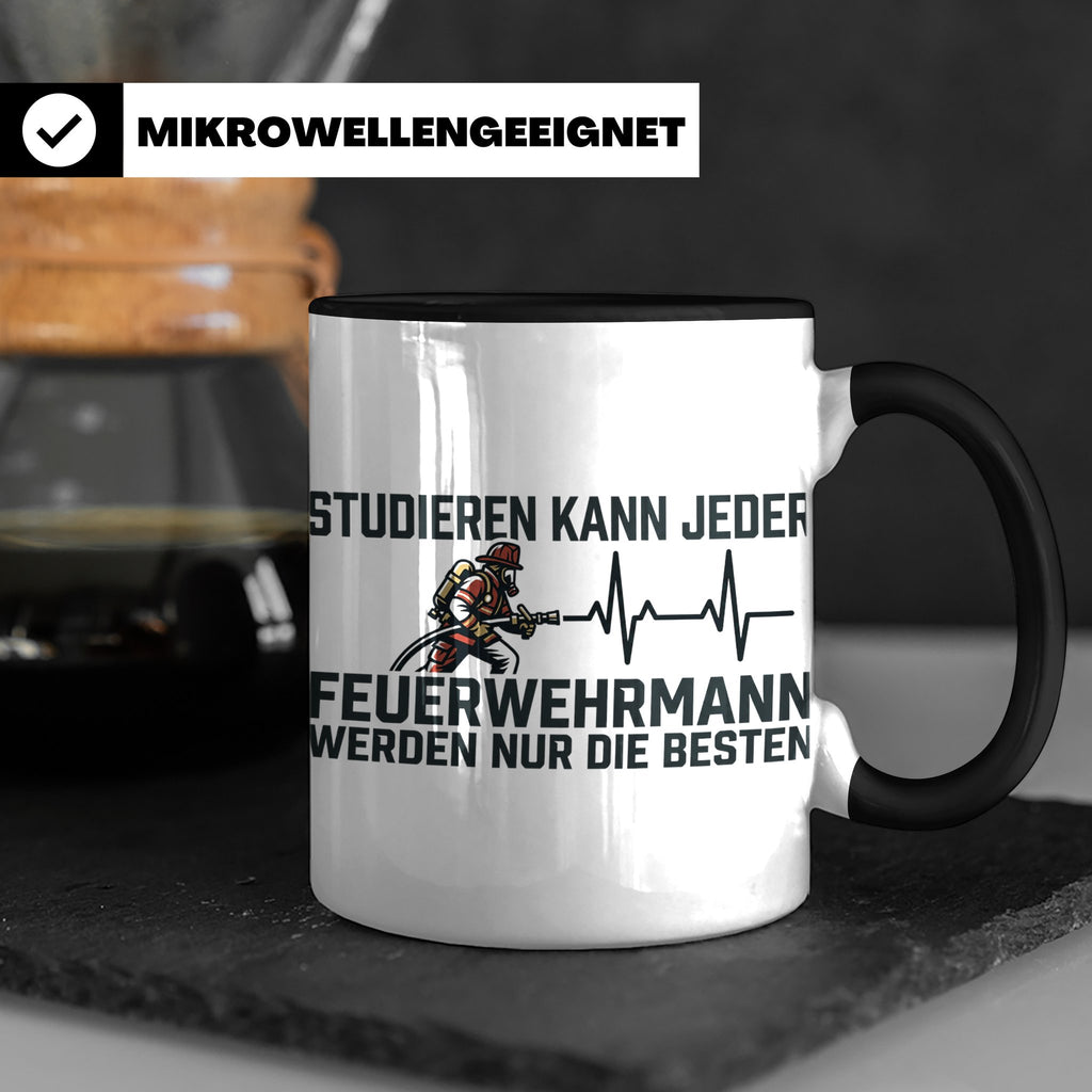 Feuerwehrmann Tasse mit Spruch Nur die Besten | Geschenk für – Schwarz [farbe:schwarz]