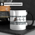 Feuerwehrmann Tasse mit Spruch Nur die Besten | Geschenk für – Schwarz [farbe:schwarz]
